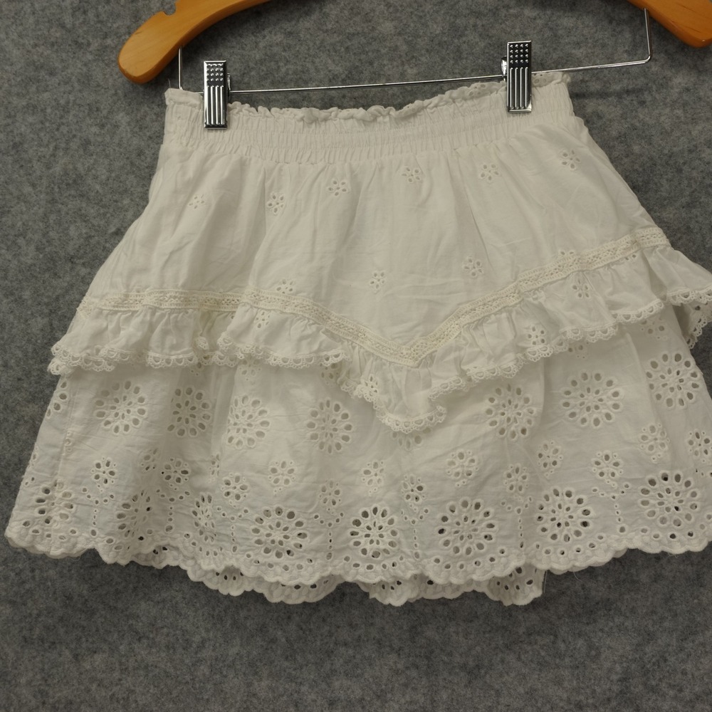 Boho Ruffle Tier Skirt Tween Girls XL White Eyelet Lace Cottagecore KATIE J NYC